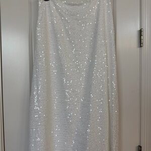 LOFT Ivory sequined skirt